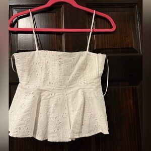 NEW Zara White Eyelet Camisole Top